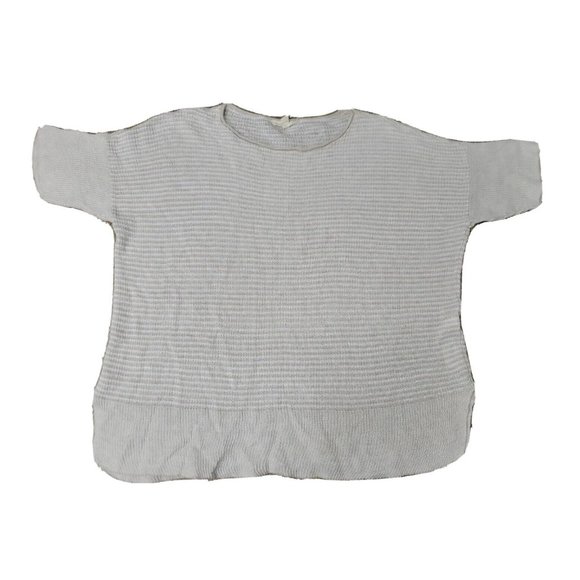 Eileen Fisher Organic Linen Women XS Oversized Loose Knit Top Beige Stripe - Picture 1 of 10